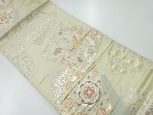 アンティーク　色紙に鳳凰・草花模様織出し袋帯（材料）